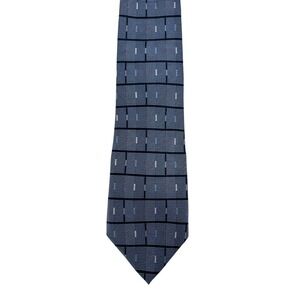 Umberto Bossi Roma Milano Mens Silk Tie Blue Geometric Hand Made Italy 60"x3.75"